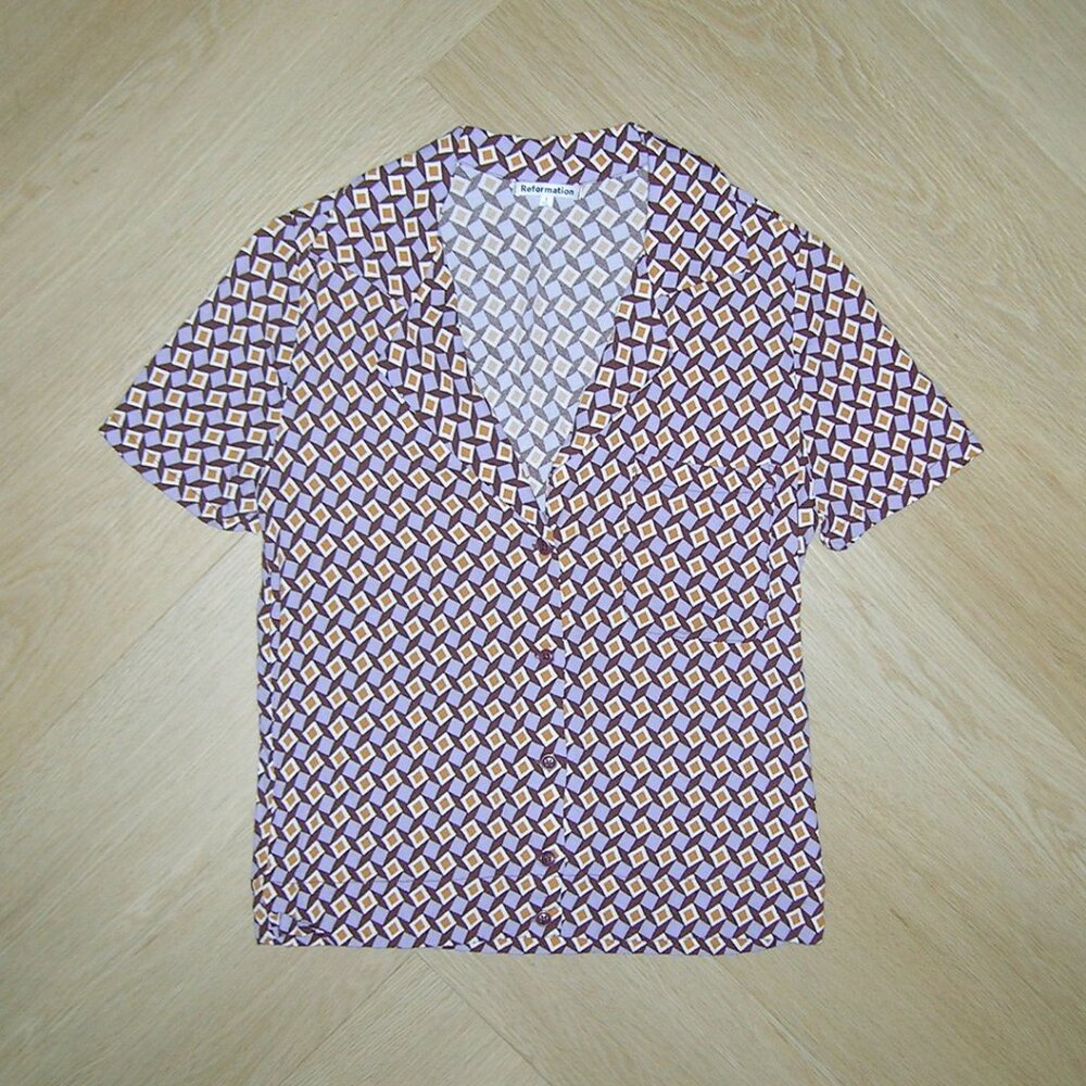 Reformation Short Sleeve Button Down Blouse